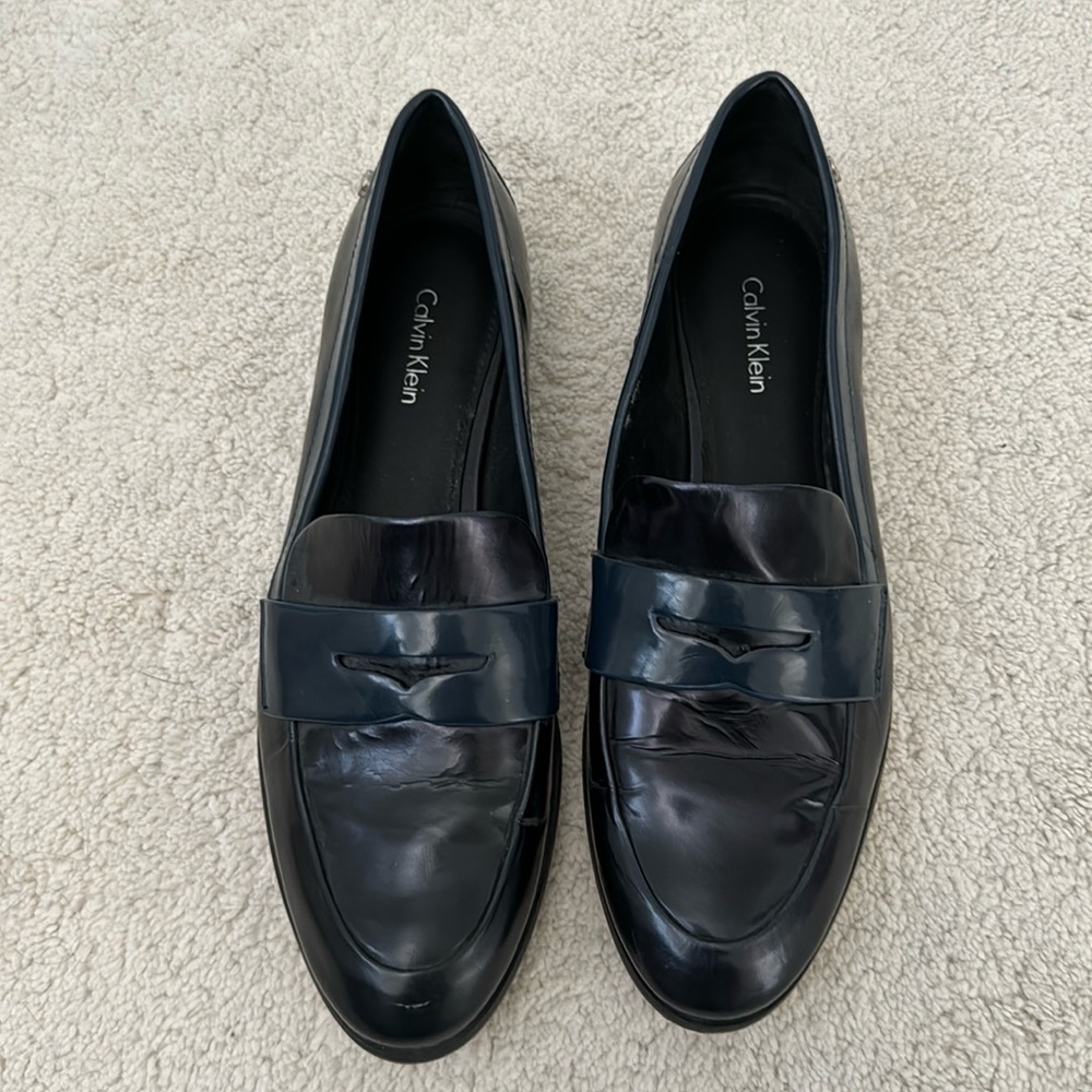 Calvin Klein Black Leather Slip-On Loafers - Picture 2 of 6